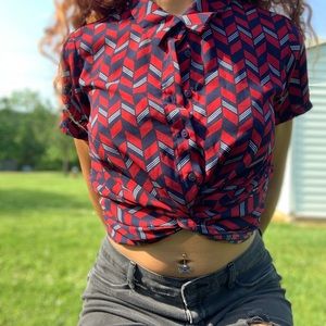 Collared crop Button up